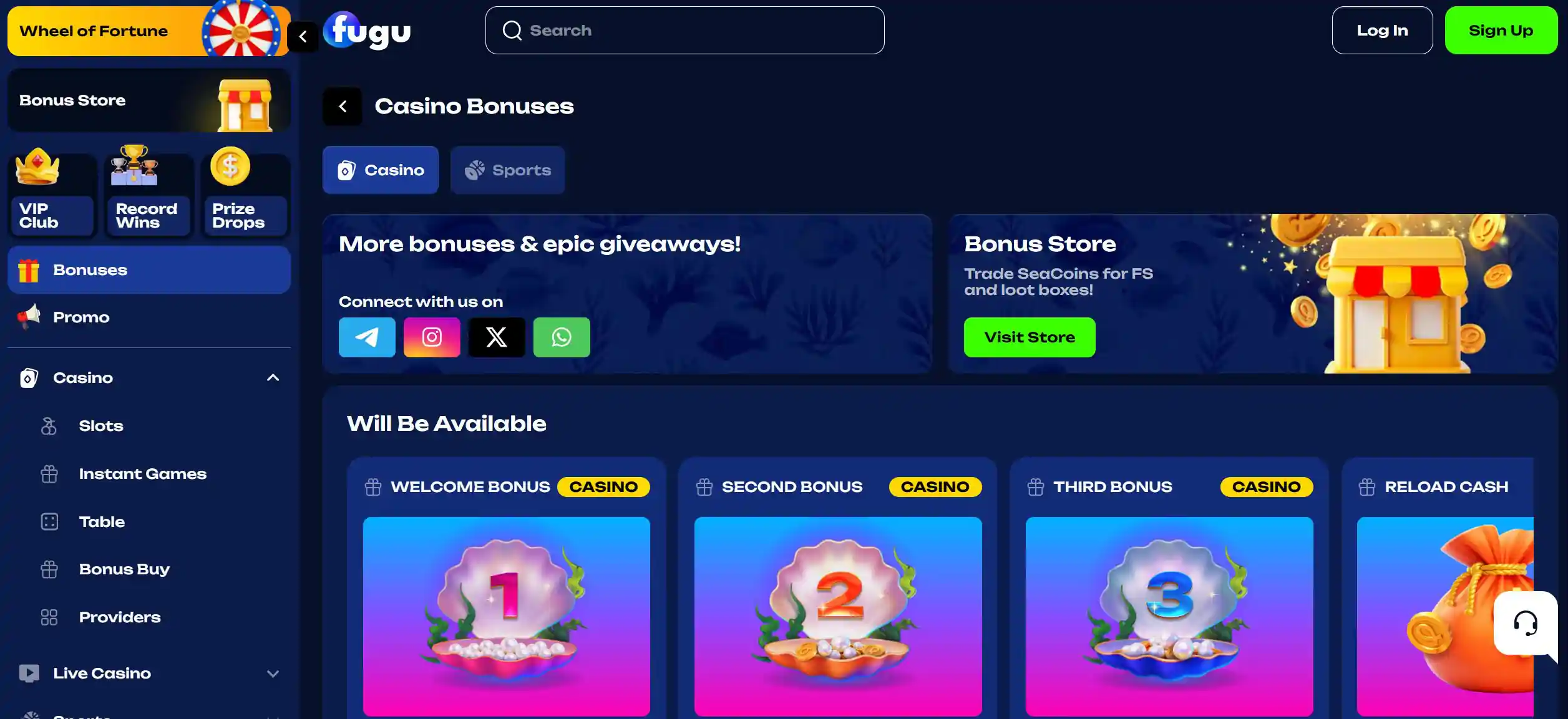 Fugu казиносының бонустары